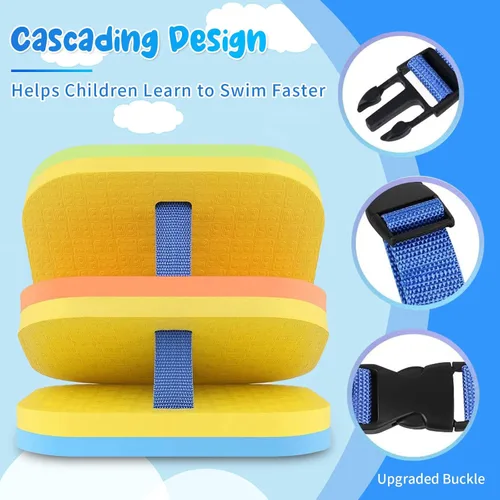 Miniatura 2 de VSATEN Flotador de espalda, cinturón de natación de burbujas ajustable, 3 capas gruesas de espuma dividida, tabla de entrenamiento de seguridad