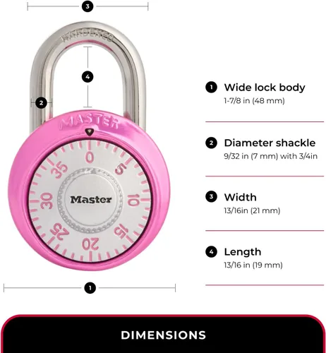 Miniatura 5 de Candado rosa con combinación Master Lock 1530DPNK de la Fundación de Investigación sobre el Cáncer de Mama, Rosado, 1530DPNK