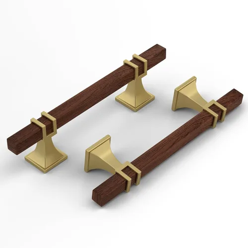 Miniatura 22 de Haliwu Paquete de 5 tiradores de gabinete con barra en T negra y dorada de 3 pulgadas, tiradores de puerta para armarios de cocina, manijas de zinc