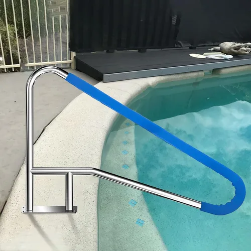 Miniatura 9 de 304SS Pasamanos de piscina con cubierta azul antideslizante - Barandilla de piscina enterrada de 30 x 22 pulgadas