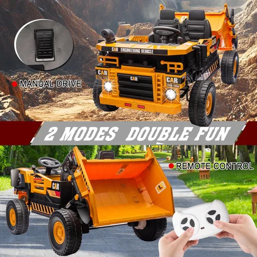 Miniatura 6 de FINITO XL 24V Camión volcador para montar, motores potentes de 4x100W. Coche eléctrico para niños con control remoto, cama volcable eléctrica y pala