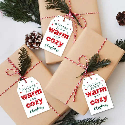 Miniatura 4 de joycraft 50 Etiquetas de Navidad con Cuerda - 3.3x2.1 pulgadas Etiquetas Colgantes de Regalo Navideño de Papel Blanco, Etiquetas Colgantes