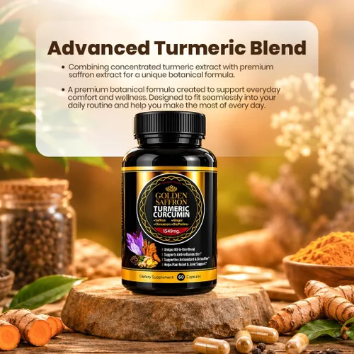 Miniatura 7 de GOLDEN SAFFRON Suplemento de curcumina de cúrcuma con bioperina, azafrán, canela y jengibre, suplemento de alta potencia, sin OMG, sin gluten