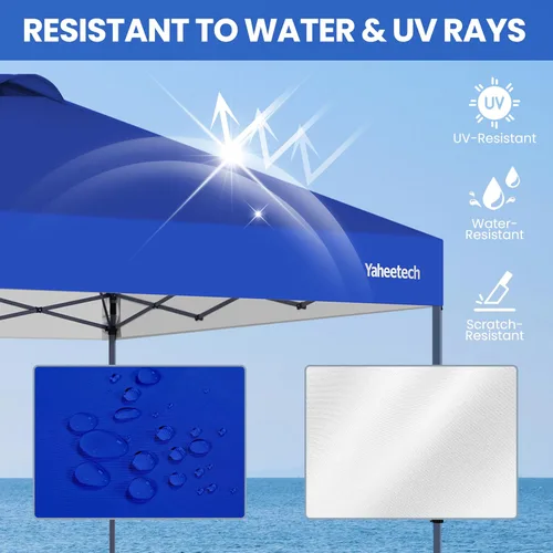 Miniatura 7 de Yaheetech Tienda de campaña desplegable de 10 x 10 con 2 ruedas integradas para movilidad, resistente al agua y refugio solar instantáneo con bolsa