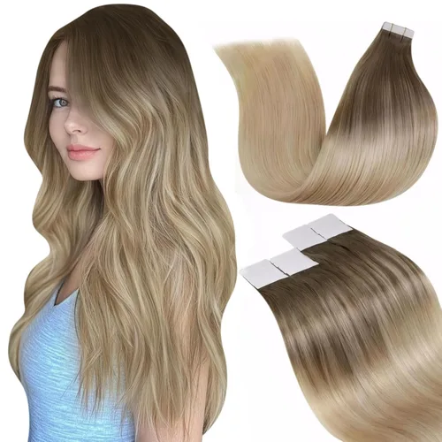 Miniatura 44 de LaaVoo - Extensiones de cabello humano Remy adhesivas con cinta invisible, cabello negro natural, extensiones de cabello para mujeres de color, 20