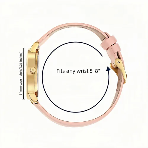 Miniatura 2 de WRISTOLOGY Correa de cuero de 29 estilos para reloj con números pequeños, correa de cuero genuino intercambiable, fácil de leer, reloj analógico