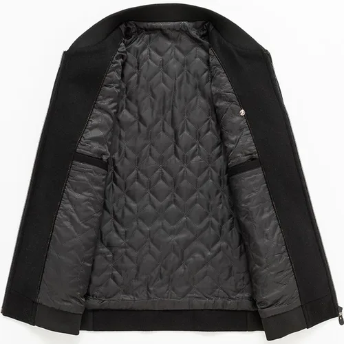Miniatura 2 de Lu's Chic Men's Wool Coats Quilted Bomber Jackets Long Sleeve Slim Fit Cozy Spring Fall Top Thick Warm Pocket Casual Jackets