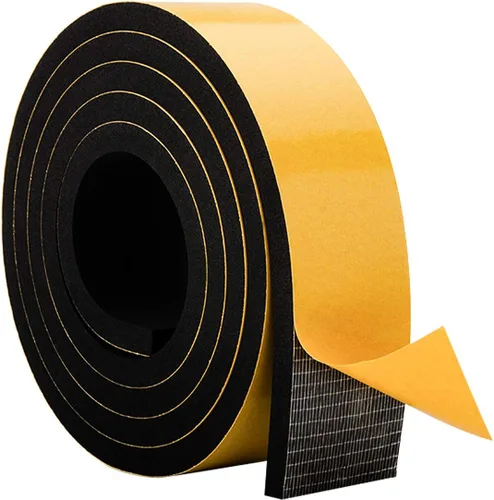 Burlete de espuma de neopreno, 2 pulgadas de ancho x 3/8 pulgadas de grosor, tira de sellado de jamba de puerta con respaldo adhesivo para puertas y