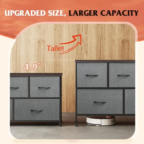 Miniatura 8 de WLIVE - Cómoda para dormitorio con 5 cajones, torre organizadora de almacenamiento larga, cómoda de tela, unidad de cajones de almacenamiento