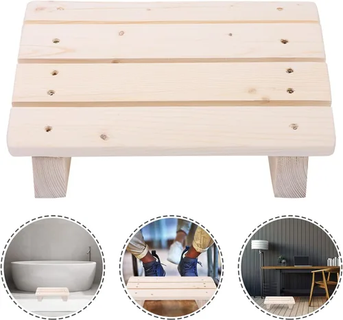 Miniatura 9 de Reposapiés de madera para debajo del escritorio, reposapiés de oficina inclinado para el hogar y el trabajo, diseño ergonómico para aliviar el dolor
