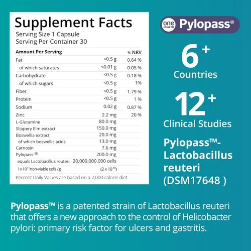 Miniatura 7 de purmeo MagenVital Pylopass H. Pylori Suplemento probiótico - 1 por día - Gastritis, reflujo ácido, acidez estomacal, reparación del revestimiento