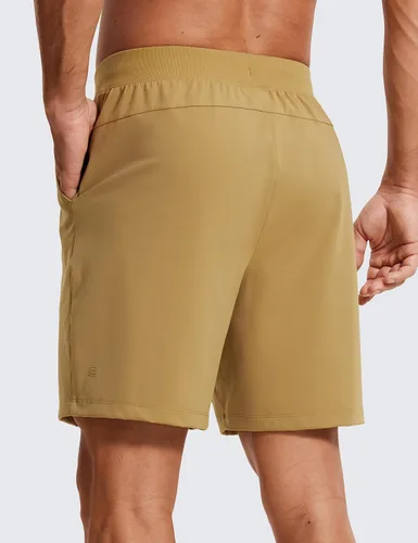Miniatura 3 de CRZ YOGA Pantalones cortos de entrenamiento elásticos en cuatro direcciones para hombre, 7 pulgadas, suaves, duraderos, casuales, con bolsillos