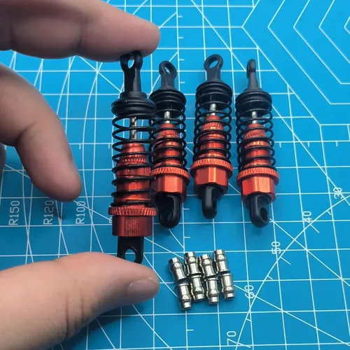 Miniatura 6 de Aluminio 1/10 RC llenado de aceite delantero trasero choques para Tamiya TT02 TT01 amortiguador M05 TA05 en carretera Hops Up piezas de Rojo