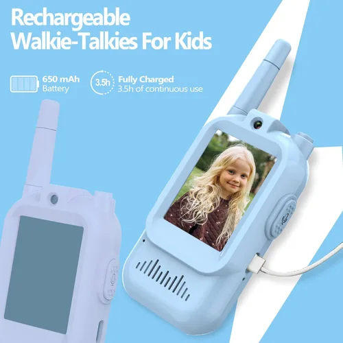 Miniatura 3 de Walkie Talkies de Video para Niños, Walkie Talkies Recargables para Niños Paquete de 2, Juguetes de Interior y Exterior para Juegos Fiestas