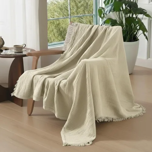 Miniatura 2 de KyraHome - Mantas de muselina para adultos y niños, 50"x60", manta de muselina 100% algodón orgánico, teñida con plantas, manta transpirable y Avena