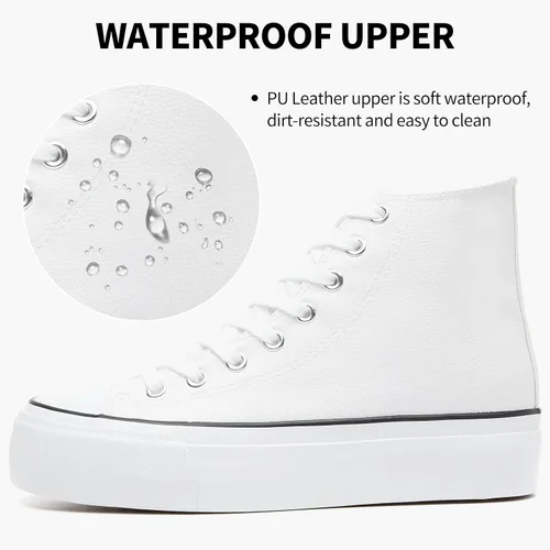 Miniatura 3 de Zapatillas de deporte de plataforma de cuero PU para mujer, zapatos de tenis blancos para mujer