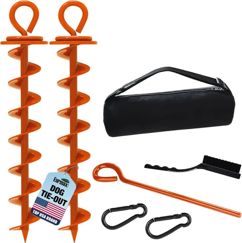 Miniatura 20 de Eurmax USA Estaca de amarre resistente para perros grandes de hasta 210 libras, estacas para perros para exteriores, anclaje de suelo para correa