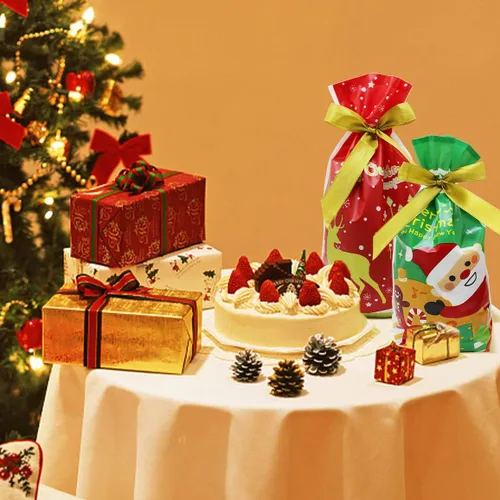 Miniatura 6 de GP Life - 50 bolsas de Navidad con cordón, bolsas de dulces de Navidad, bolsas de dulces para regalos de fiesta de Navidad