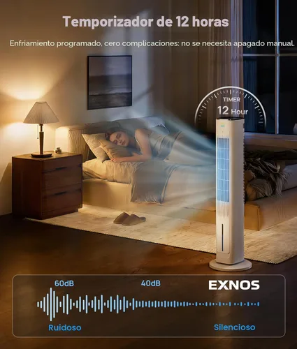 Miniatura 6 de Enfriador de aire evaporativo portátil, ventiladores de enfriamiento 3 en 1 que soplan aire frío con tanque de agua de 3 L, ventilador de torre