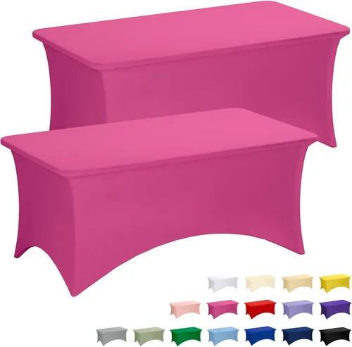 Miniatura 63 de Fixwal Paquete de 3 Manteles Negros para Mesas Rectangulares de 6 Pies, Manteles Rectangulares Elásticos de Spandex Ajustables de 6 Pies