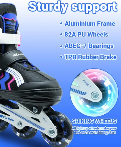 Miniatura 3 de Patines en línea para niños y niñas de 6 a 12 años, patines ajustables para principiantes con ruedas iluminadas para niños, jóvenes y adolescentes