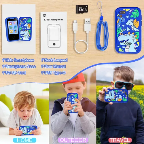 Miniatura 7 de Teléfono para Niños, Teléfono Inteligente para Niñas Pequeñas de 3 4 5 6 7 8 Años, Regalo de Cumpleaños para Niños de 3-8 Años, Teléfono de Juguete
