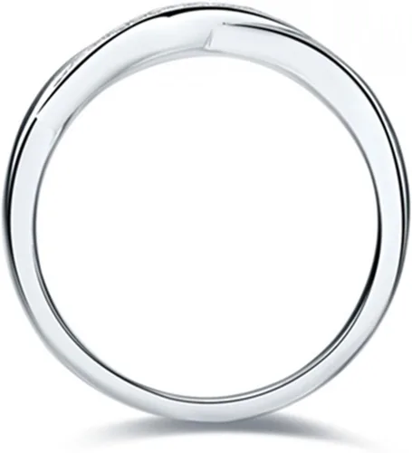 Miniatura 3 de THREE MAN Anillo de boda de plata de ley para mujer, diseño breve de estilo X, plata 925
