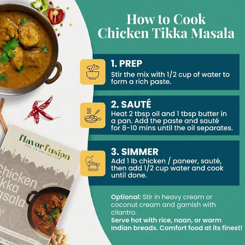 Miniatura 4 de Flavor Fusion Favoritos tradicionales con ingredientes naturales: pollo Tikka Masala, palak Paneer y pollo picante a la pimienta para una cocina