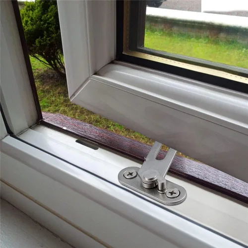 Miniatura 3 de Restrictor de ventana UPVC para bebés y niños, bloqueo de seguridad de acero inoxidable, 1 pieza de lado izquierdo + lado derecho