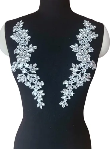 Miniatura 6 de Disfraces de encaje con apliques de cuentas Parches de diamantes de imitación de vidrio blanco Cristales Diseñador DIY Prendas de costura Escenario