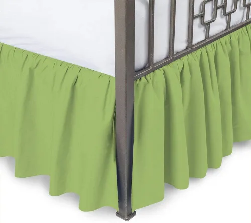 Miniatura 6 de Falda de cama con volantes en las esquinas divididas con plataforma de cobertura de tres caras, tamaño individual, borgoña, 12 pulgadas de caída