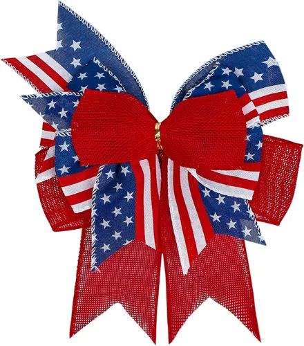 Miniatura 10 de SIMISI RIBBON Lazo de Navidad Verde Rojo con Puntos, Lazo Rústico de Arpillera para Corona, Árbol de Navidad, Decoración de Fiestas (24.1 x 33 cm)