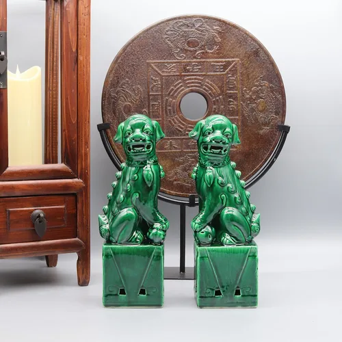 Miniatura 3 de Eastern tide Par de perros Foo, Perros Fu, perros Buda, Leones guardianes chinos, escultura de cerámica, decoración del hogar