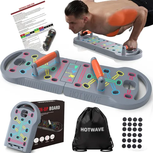 Miniatura 11 de HOTWAVE Push Up Board Fitness, Portable Foldable 20 in 1 Push Up Bar at Home Gym, Pushup Handles for Floor. Professional Strength Training Equipment