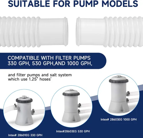 Miniatura 4 de Mangueras de piscina para piscinas sobre el suelo, paquete de 4 mangueras de bomba de filtro de piscina de 1.25 x 59 pulgadas, compatibles con bomba