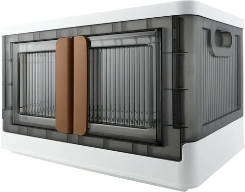 Miniatura 14 de Caja de almacenamiento, gabinete de plástico, capacidad de 8.4 galones (32L por una), 2 unidades, caja plegable con tapas, cajón plegable