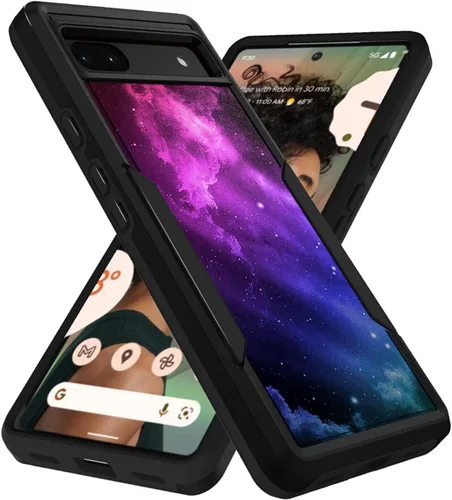 CasesOnDeck Hybrid Case Compatible with Google Pixel 6A / Pixel 6A (2022) Case [Dual Tactical] Slim Shock Protecting Heavy Duty Cover (Purple Galaxy)