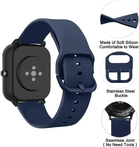 Miniatura 2 de Oumida TPU Bands for Amazfit Bip 3 Pro/Bip 3/ Bip U Pro/Bip U/Bip S/Bip Lite/Bip S Lite/GTS 42mm, 20mm Quick Relase Soft Straps with Metal Buckle