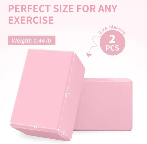 Miniatura 2 de Yoga Block 2 Pack 9"x6"x3", Sturdy Yoga Foam Blocks, High Density & Non Slip Surface for Pilates & Stretching, Fitness Accessories for Stability &