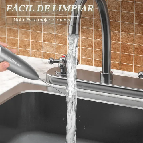 Miniatura 5 de SIMPLETASTE Espumador de Leche Manual Operado con Batería Eléctrico Creador de Espuma, Mezclador de Bebidas con Batidor de Acero Inoxidable