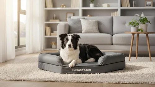 Miniatura 6 de The Dog's Bed - Cama ortopédica de espuma viscoelástica para perro, tela Oxford, gris con ribete negro, mediana