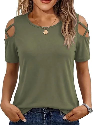 Miniatura 14 de Jar of Love Camisetas de manga corta para mujer con hombros descubiertos Tops de primavera y verano ajustadas túnica 2026