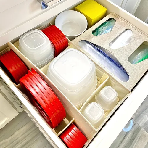 Miniatura 3 de Caja organizadora de contenedores de almacenamiento de alimentos, un organizador de cajones de cocina compatible con Rubbermaid, Glad Containers