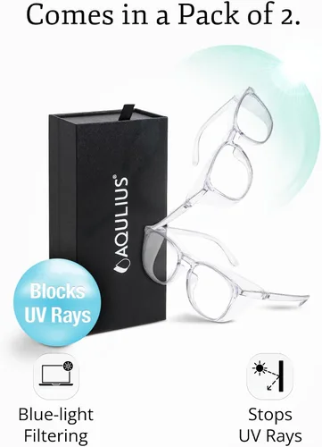 Miniatura 3 de Aqulius 2 Pack Stylish Safety Glasses Goggles, Scratch Resistant, Safety Glasses for Women, Blue Light, Glasses for Nurses TRANSPARENTE/TRANSPARENTE