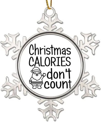 Miniatura 13 de Adornos decorativos para colgar en la temporada de Navidad con citas divertidas de Navidad, adornos de copo de nieve de metal, regalo de Navidad