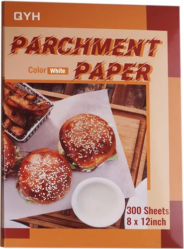 Miniatura 9 de QYH 100 hojas de papel pergamino para hornear, 8 x 12 pulgadas sin blanquear, papel pergamino precortado para hornear galletas, freír, freidora
