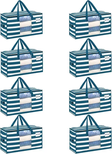 Miniatura 32 de VENO Paquete de 4 bolsas de mudanza resistentes, bolsas de almacenamiento de ropa y edredón con ventana transparente, suministros de embalaje