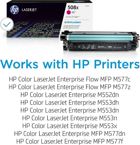 Miniatura 2 de HP Impresoras de cartuchos de tóner magenta de alto rendimiento 508X Funciona con Color LaserJet Enterprise M552, M553; Color LaserJet Enterprise