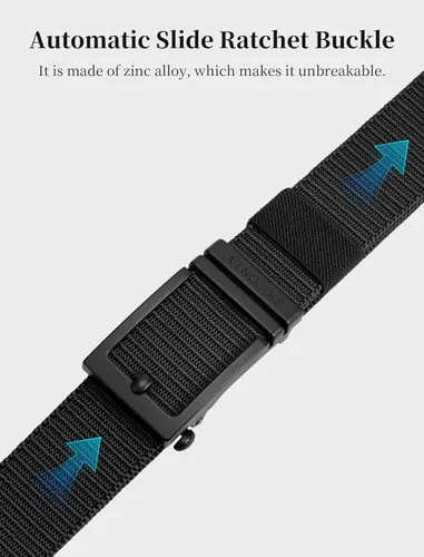 Miniatura 4 de SKiporty Cinturones tácticos de trinquete para hombres, cinturón de trabajo de nailon para golf con hebilla deslizante automática, ajuste ajustable