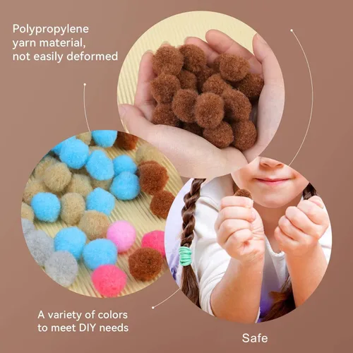 Miniatura 3 de Morfen 150 pompones para manualidades, color marrón claro, bolas de pompón mullido de 1 pulgada para manualidades, proyectos de manualidades